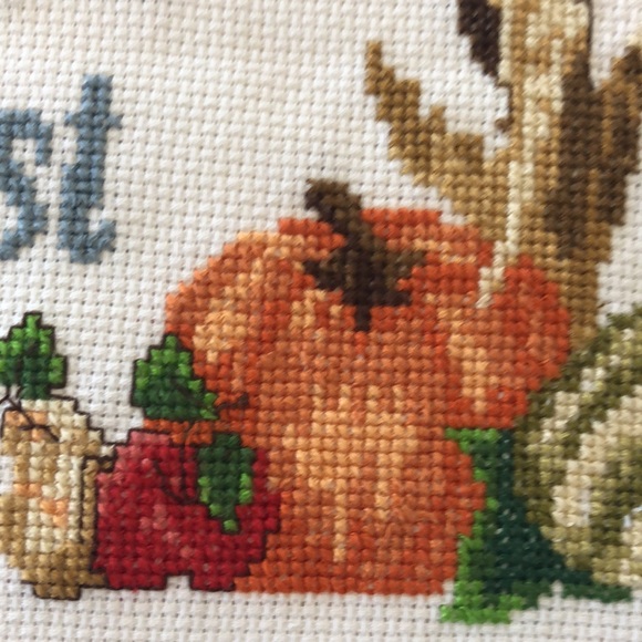 HANDMADE COUNTED CROSS STITCH BOUNTIFUL HARVEST- READY TO FRAME - Picture 2 of 4